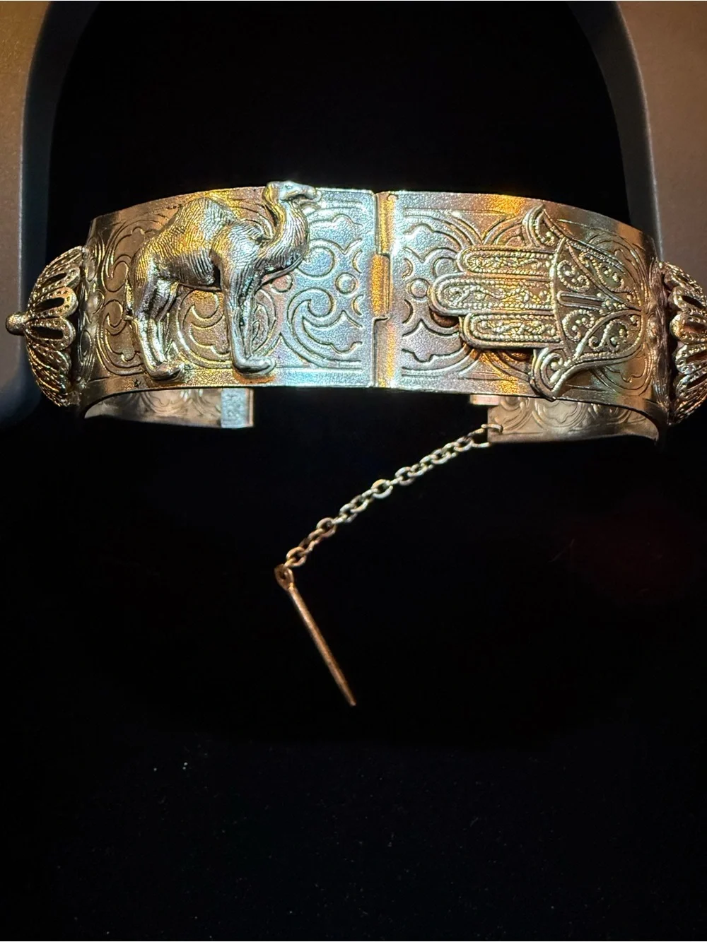 1950-1960s Egyptian Revival Nomadic Designed Silver Cuff Bracelet
